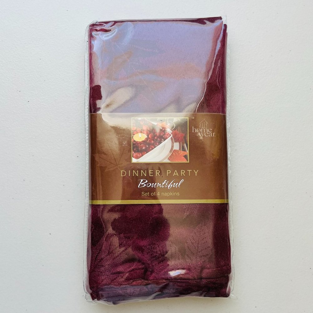 Home Wear Dinner Textile Napkins Bountiful Autumn Leaves Print Set of 4 NEW